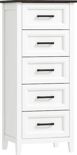 Chest of Drawers Wooden with 5 Drawers White 45x35x106cm