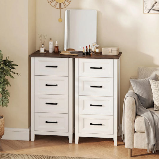 Chest of Drawers Wooden with 4 Drawers White 45x35x87cm