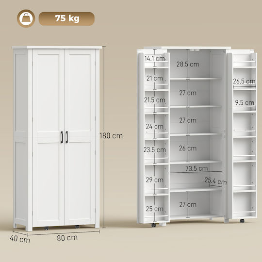 Ντουλάπι Κρεμαστό Λευκό 80x40x180εκ.