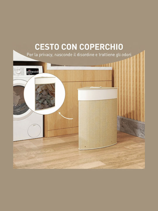 HomCom Καλάθι Απλύτων Bamboo 55lt με Καπάκι 35x35x60cm