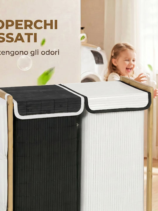HomCom Laundry Basket Bamboo 120lt with Lid Black