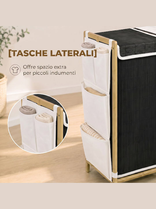 HomCom Laundry Basket Bamboo 120lt with Lid Black