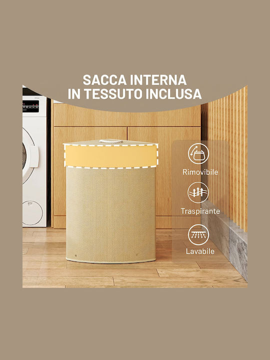 HomCom Καλάθι Απλύτων Bamboo 55lt με Καπάκι 35x35x60cm