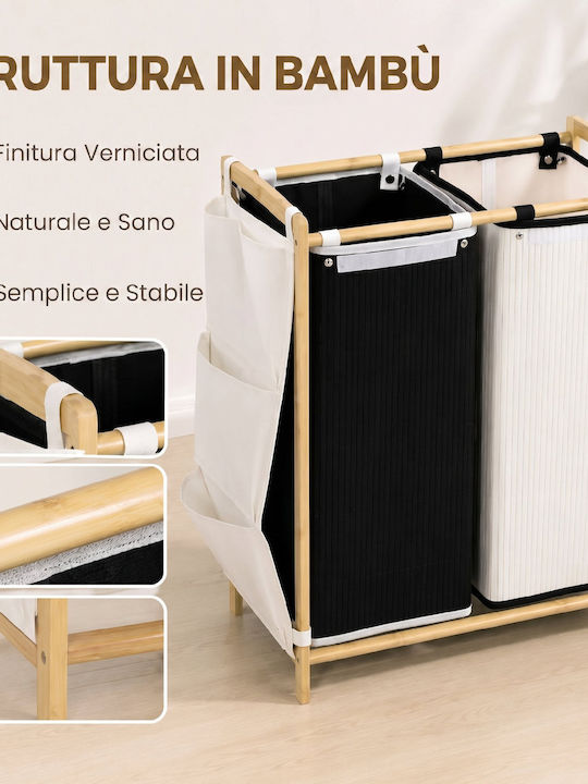 HomCom Laundry Basket Bamboo 120lt with Lid Black