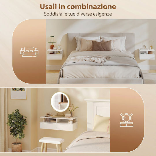 Wooden Bedside Tables with Metal Legs White 2 Pieces 40x35x30cm