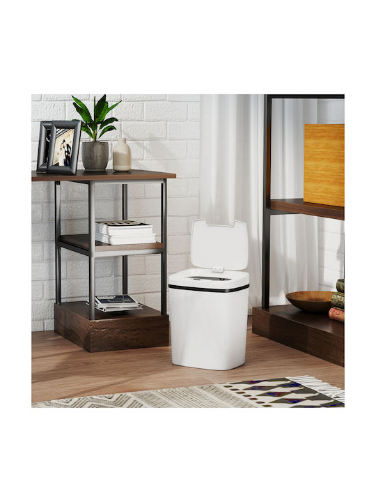 HomCom Waste Bin Plastic with Photocell White 15lt
