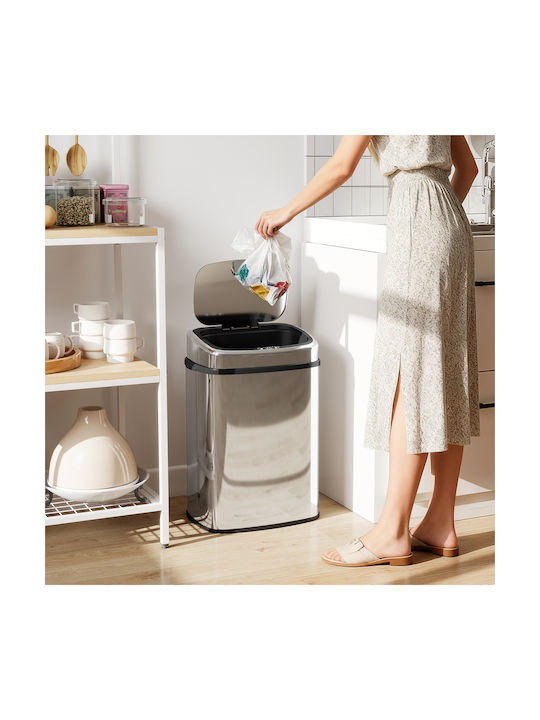 HomCom Waste Bin Made of Silver Stainless Steel 50lt