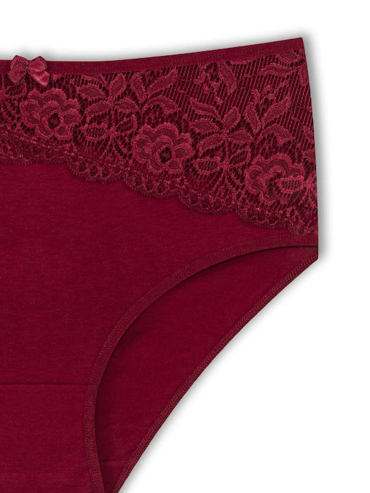Slip Talie Înaltă MultiPack Cu Dantelă Burgundy Slip Talie Înaltă MultiPack Cu Dantelă Burgundy