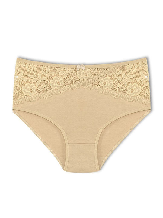 Baumwolle Hohe Taille Damen-Slips MultiPack mit Spitze Burgundisch