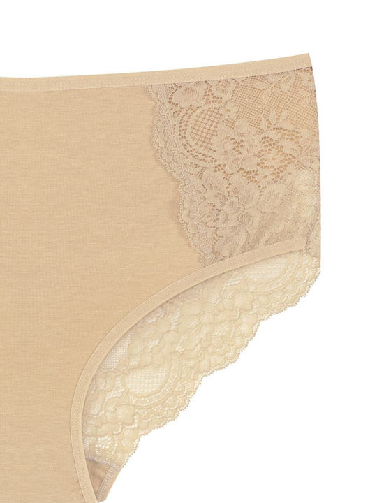 Baumwolle Hohe Taille Damen-Slips 3Pack mit Spitze Gelbe