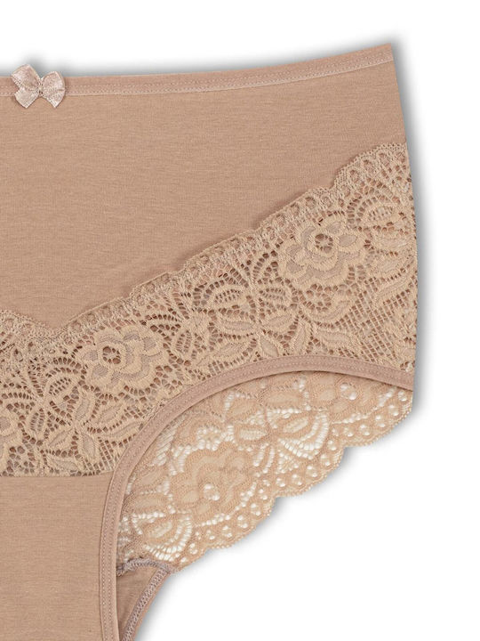 Hohe Taille Damen-Slips 2er Pack mit Spitze Baumwoll