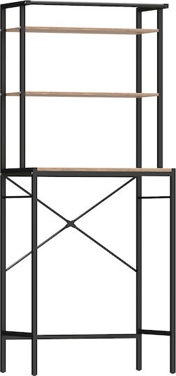 HomCom Стенна Етажерка за Баня Дървена 67x40x161.8cm Кафява