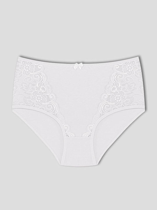 Hohe Taille Damen-Slips MultiPack mit Spitze aus Baumwolle