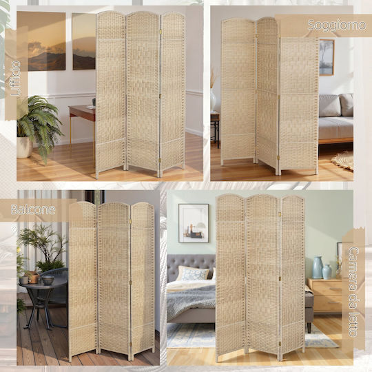 HomCom Paravan Decorativ Pliabil Din Lemn 135x180cm