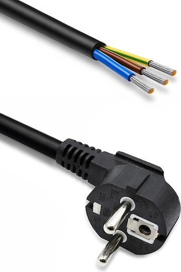 Qoltec Power Cable Angled Schuko Cee 7/7 Plug E F Copper Stripped Soldered 3x1.50 Mm² 3 M