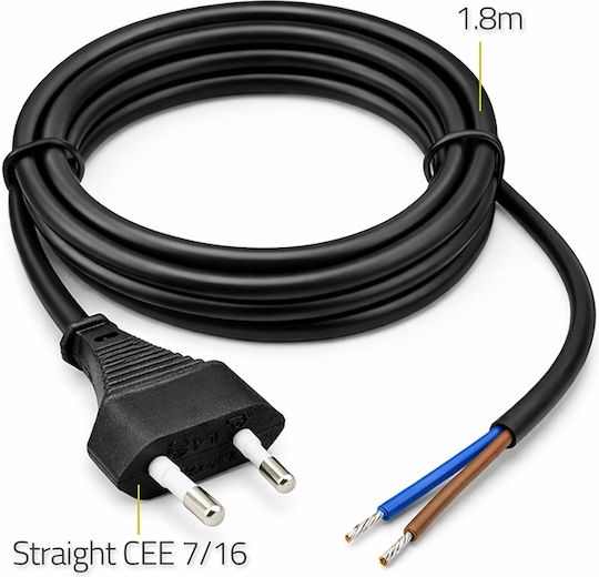 Qoltec Power Cable Cee 7/16 C Plug 2x0.50 Mm² Copper Cu Stripped Soldered 1.8 M