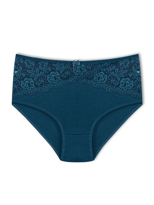 Hochtaillierter Damen-Slip mit Spitze Baumwolle