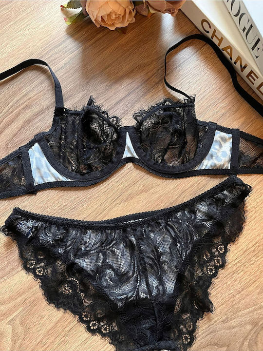 Set Lenjerie Intimă Cu Dantelă Bralette Cu Slip