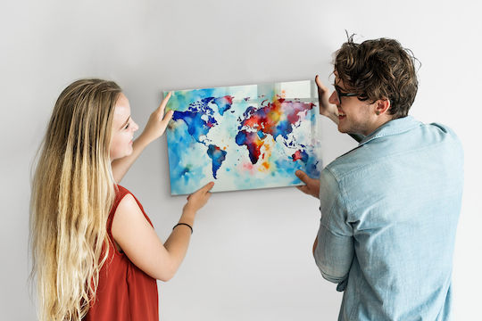 Placă Magnetică Hartă Pictată Un Magnet 60x40