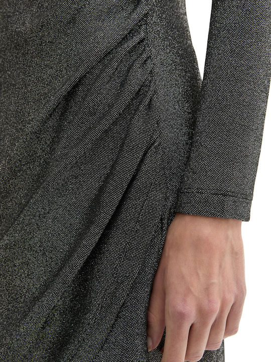 Summer Evening Wrap Dress Black Glitter