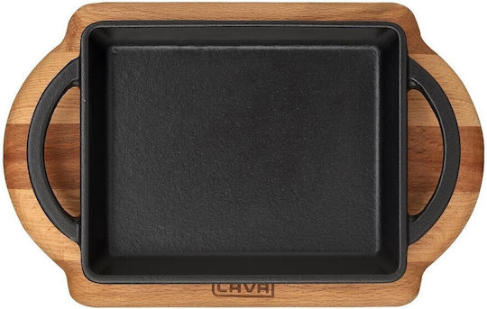Tavă Fontă 15 X 12 Cm Cu Bază Din Lemn Lava