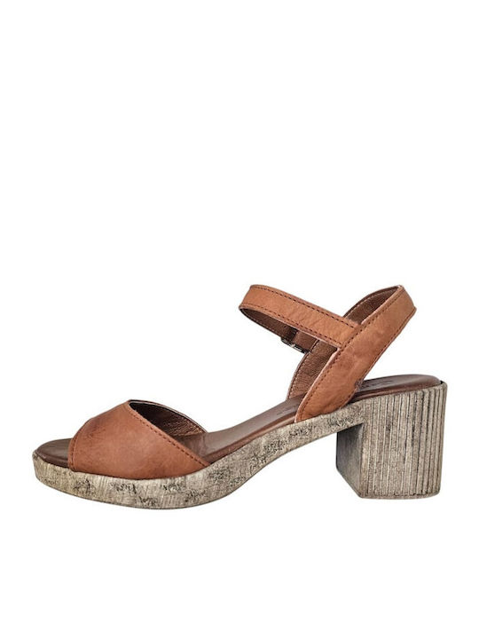 Leather Sandals Tabac Brown