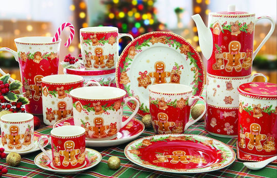 Easylife Fancy Gingerbread Χριστουγεννιάτικη Πιατέλα Πορσελάνινη Αστέρια 22.5x22.5εκ.