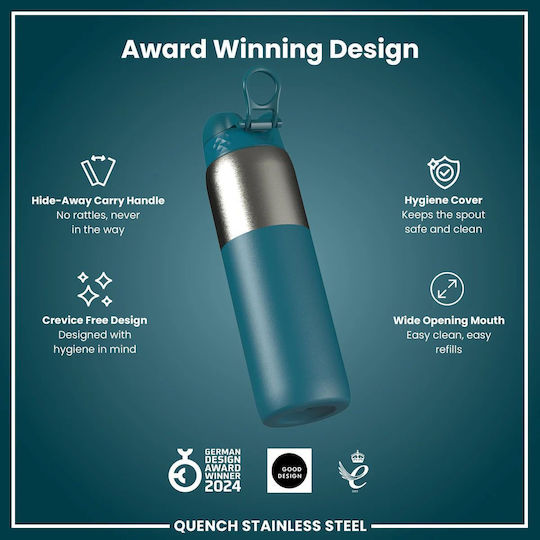 Ion8 Recyclable Thermos Stainless Steel Bottle 1.2lt Deep Teal