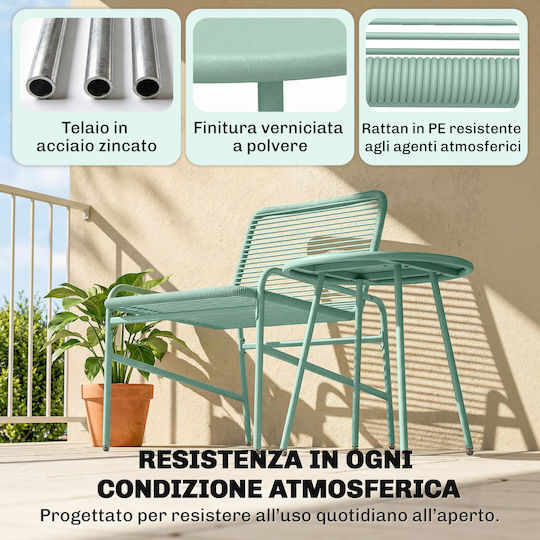 Outsunny Garten- und Outdoor-Möbelsets Wohnzimmer Typsatz 3 Stück Grün mit Kissen
