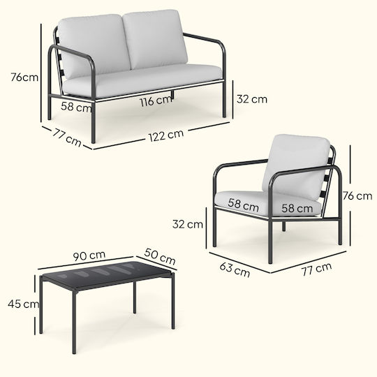 Outsunny Garten- und Outdoor-Möbelsets Wohnzimmer Typsatz 4 Stück Offenes Grau mit Kissen