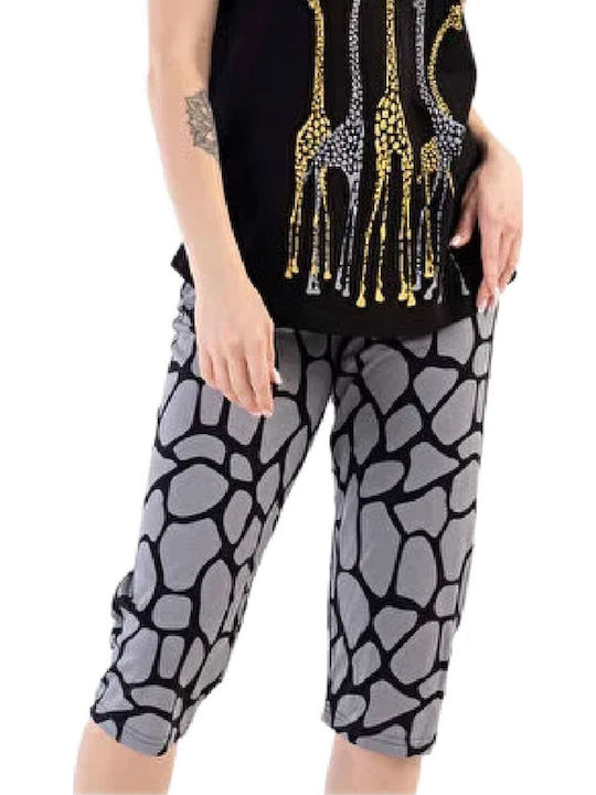 Vienetta Secret Summer Women's Cotton Pyjama Set Black