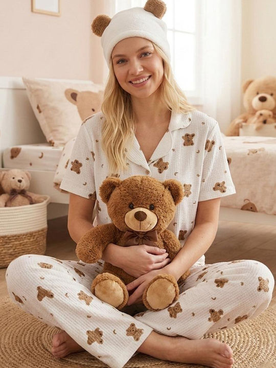 Set Pijamale Dama De Vară Din Bumbac Cu Inimă