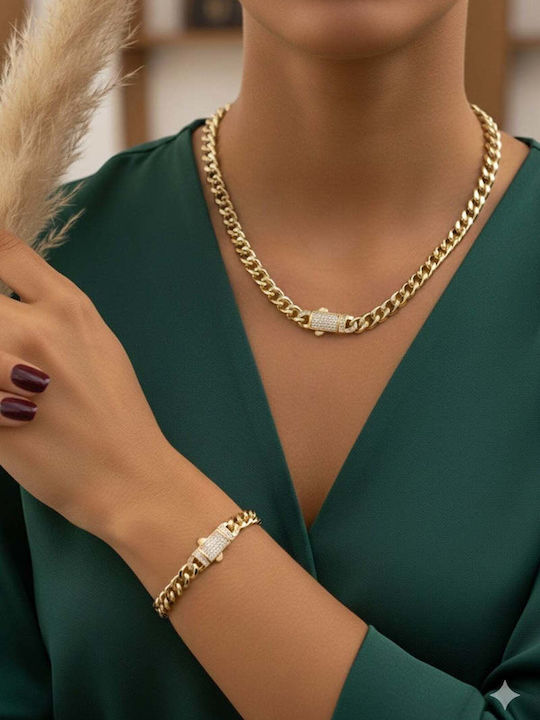 Necklace From Gold Plated Steel