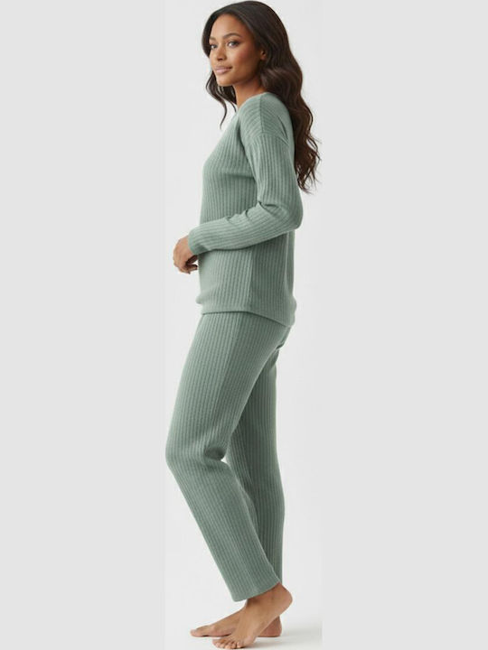 Летен Дамски Комплект Памучна Пижама Зелена