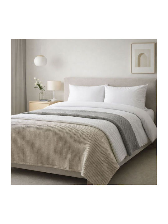Adam Home Waffle Κουβέρτα Πικέ Υπέρδιπλη 225x240εκ. Λευκή