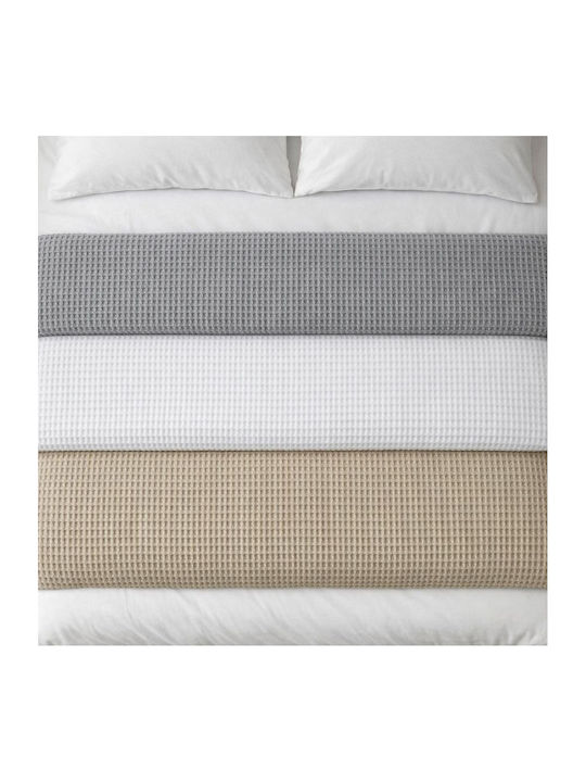 Adam Home Waffle Κουβέρτα Πικέ Μονή 165x240εκ. Γκρι