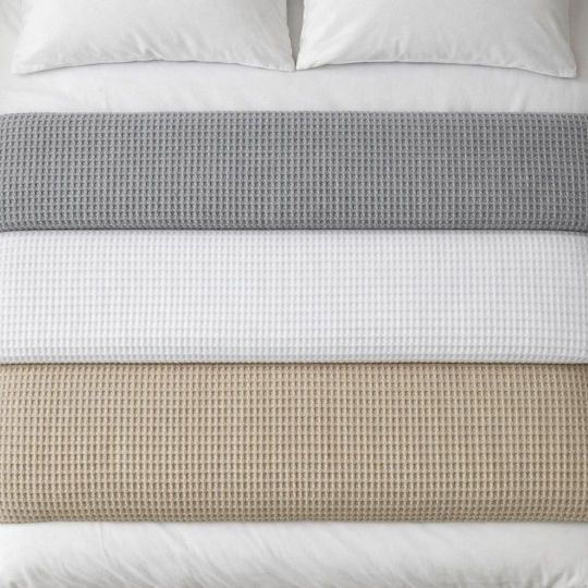 Adam Home Waffle Κουβέρτα Πικέ Μονή 165x240εκ. Γκρι