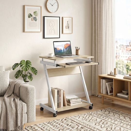 Wooden Oak Desk with Metal Legs 60x48x73cm
