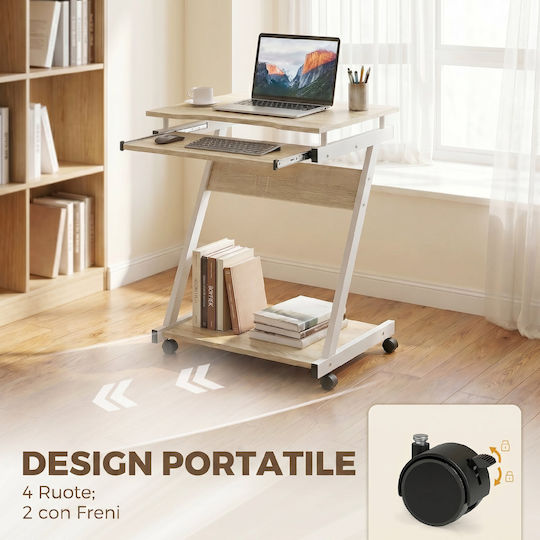 Wooden Oak Desk with Metal Legs 60x48x73cm
