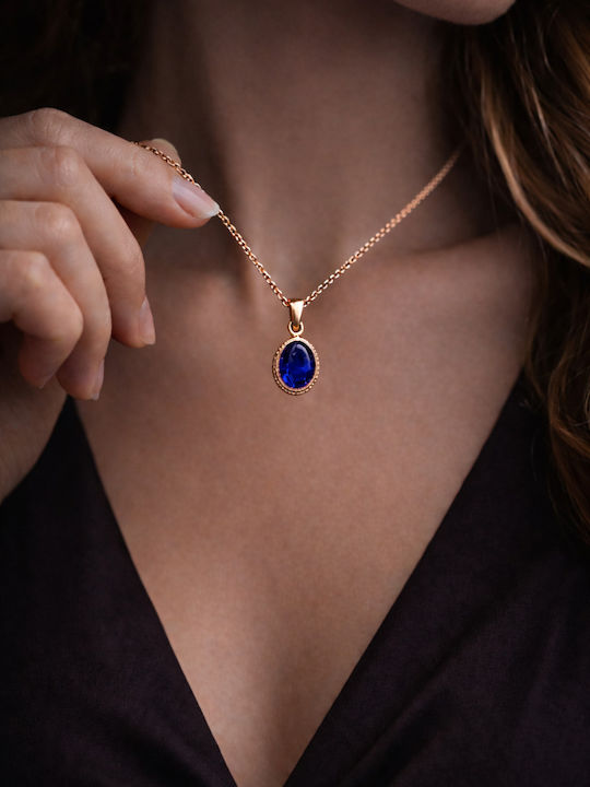 Necklace with Diamond & Zircon Navy Blue
