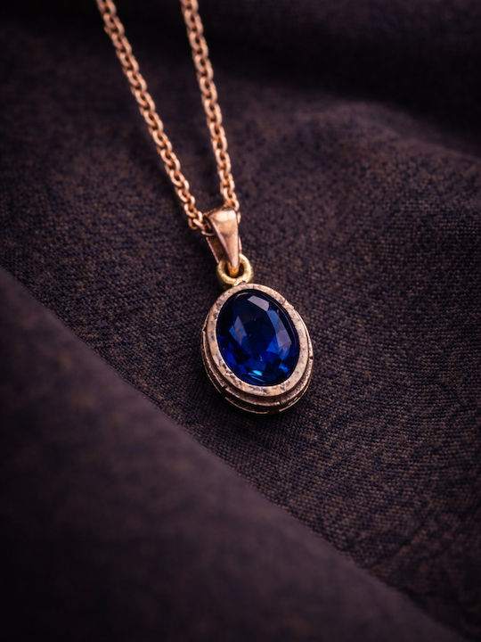 Necklace with Diamond & Zircon Navy Blue