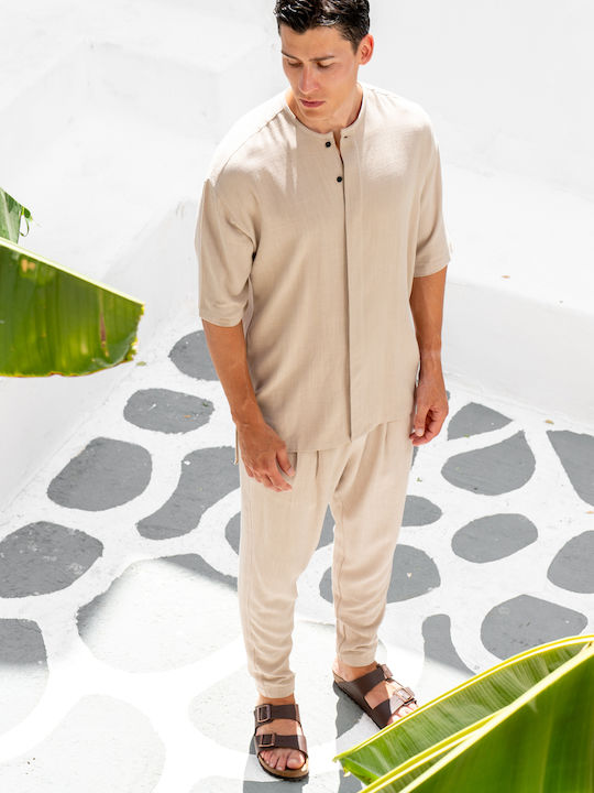 Μακρυμάνικo Τζιν Overshirt Μπεζ