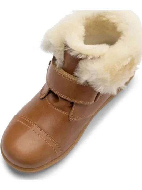 Kid+ Ghete Piele Pentru Copii Cu Închidere Hoop & Loop Maro