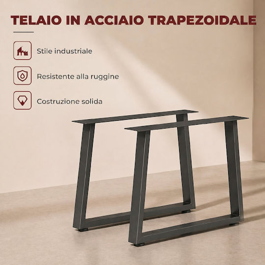 HomCom Metal Furniture Leg 2 Pieces Suitable for Table / Coffee Table Black
