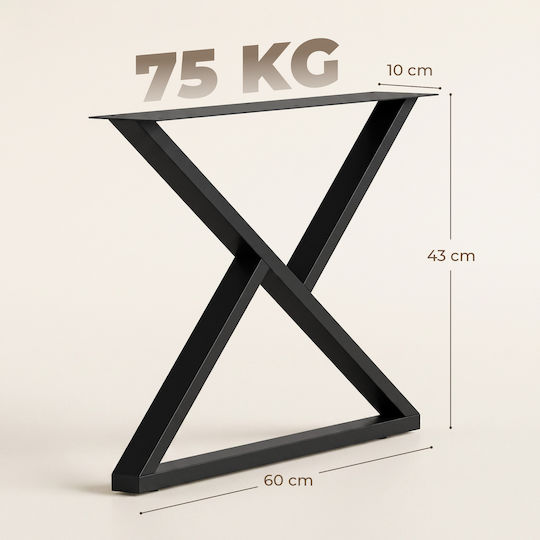 HomCom Metal Furniture Leg 2 Pieces Suitable for Table / Coffee Table Black