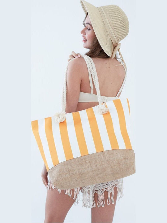 Текстилна Плажна Чанта Жълта