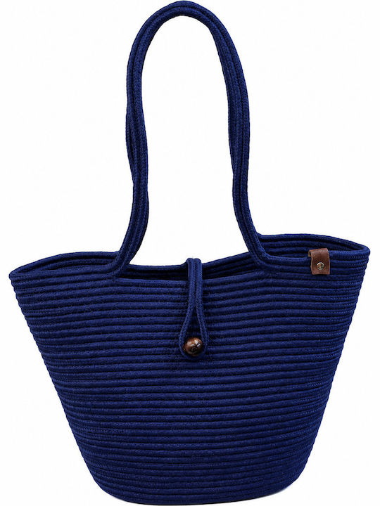 Wicker Blue Beach Bag