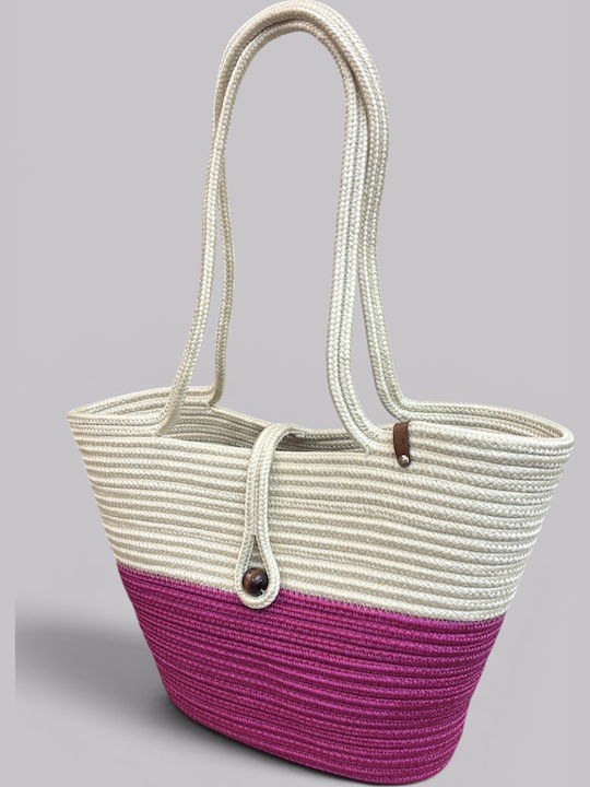 Wicker Beach Bag Fuchsia