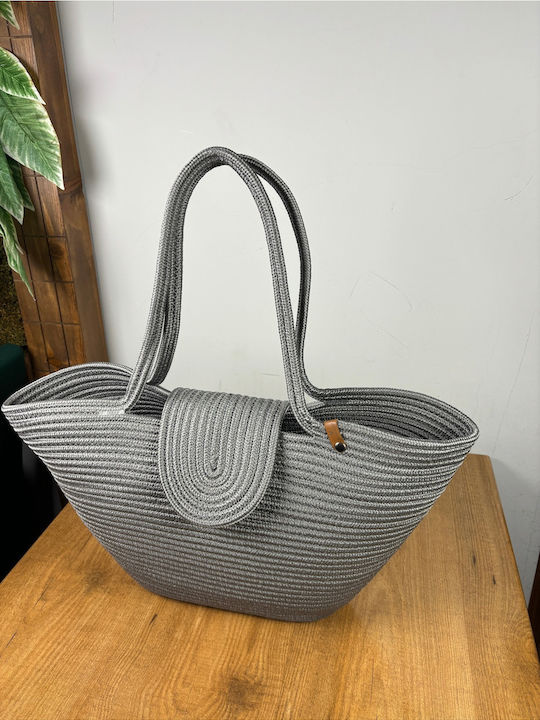 Wicker Grey Beach Bag