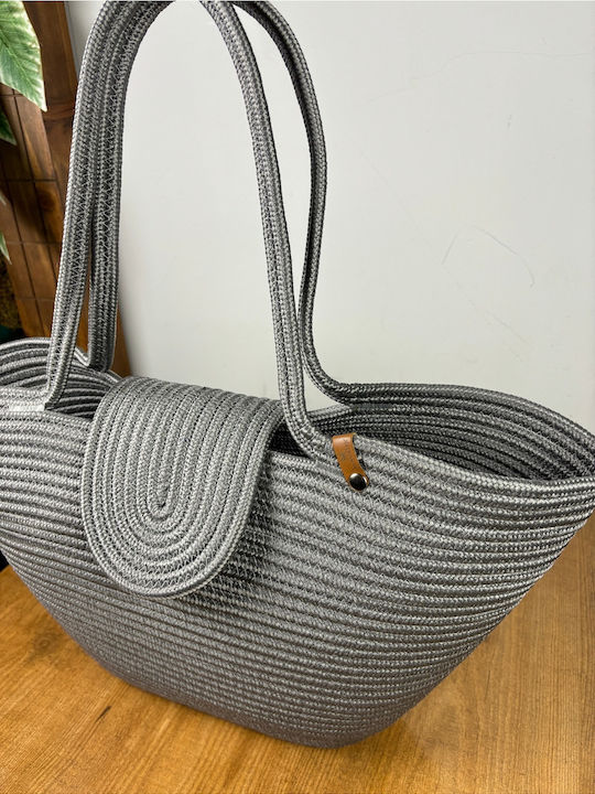 Wicker Grey Beach Bag